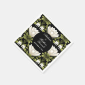 Elegant Zwart & Wit Bloemen Bruiloft: Kalligrafie Servet (Hoek)