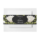 Elegant Zwart & Wit Bloemen Bruiloft: Kalligrafie Uitnodigingen Wikkel (Voorkant Voorbeeld)