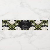 Elegant Zwart & Wit Bloemen Bruiloft: Kalligrafie Waterfles Etiket (Enkel label)