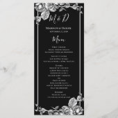 Elegant Zwart Wit Bloemen Bruiloft Menu Kaart (Voorkant)