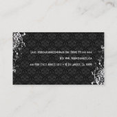 Elegant Zwart & Wit  Bloemen Damasks 3 Visitekaartje (Achterkant)