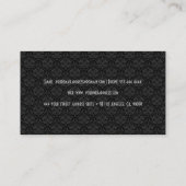 Elegant Zwart & Wit Bloemen Damasks 3 Visitekaartje (Achterkant)