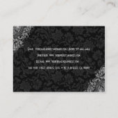 Elegant Zwart & Wit  Bloemen Damasks 3 Visitekaartje (Achterkant)