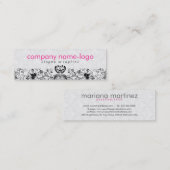 Elegant Zwart & Wit Bloemen Damasks & Swirls 2 Mini Visitekaartje (Voorkant / Achterkant)