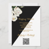 Elegant Zwart Wit Bloemen Foto Bruiloft Kaart (Achterkant)