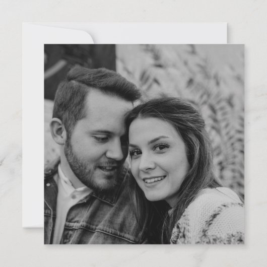 Elegant Zwart Wit Bloemen Foto Save the Date Kaart (Achterkant)