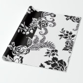 Elegant zwart-wit bloemen inpakpapier (Uitgerold)