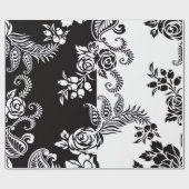 Elegant zwart-wit bloemen inpakpapier (Vlak)