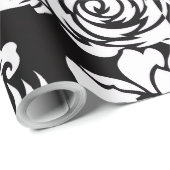 Elegant zwart-wit bloemen inpakpapier (Rol Hoek)