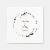 Elegant Zwart Wit Bloemen Krans Bruiloft Custom Servet (Voorkant)