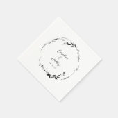 Elegant Zwart Wit Bloemen Krans Bruiloft Custom Servet (Hoek)