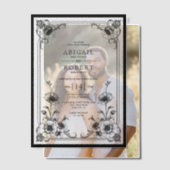 Elegant zwart wit bloemen lijst bruiloft vellum uitnodigingen (Offset (Koppel))