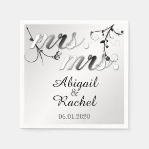 Elegant Zwart Wit Bloemen Mrs Bruiloft Servet