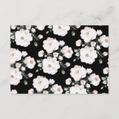 Elegant Zwart Wit Bloemen Patroon Bruiloft Informatiekaartje (Achterkant)