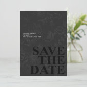 Elegant Zwart Wit Bloemen Save the Date Kaart (Staand voorkant)