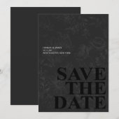 Elegant Zwart Wit Bloemen Save the Date Kaart (Voorkant / Achterkant)