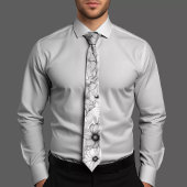 Elegant Zwart & Wit Bloemen Stropdas