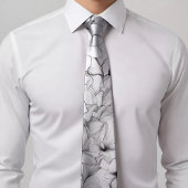 Elegant Zwart & Wit Bloemen Stropdas