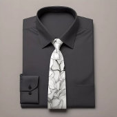 Elegant Zwart & Wit Bloemen Stropdas