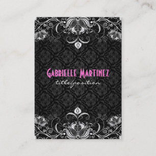 Elegant Zwart & Wit  Bloemen Swirls Visitekaartje