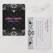 Elegant Zwart & Wit  Bloemen Swirls Visitekaartje (Voorkant / Achterkant)