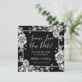 Elegant Zwart Wit Bloemen Zelfde Liefde Nieuw Datu Kaart (Staand voorkant)