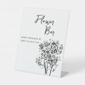 Elegant zwart-wit bloemenbar voetstuk teken reclamebord met voetstuk (Voorkant)