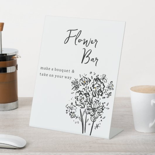 Elegant zwart-wit bloemenbar voetstuk teken reclamebord met voetstuk (Insitu)