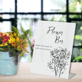 Elegant zwart-wit bloemenbar voetstuk teken reclamebord met voetstuk