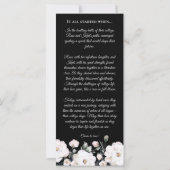 Elegant zwart wit bloemenbruiloft programma (Achterkant)
