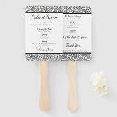 Elegant zwart-wit bloemenbruiloft programma handwaaier (Voorkant en achterkant)