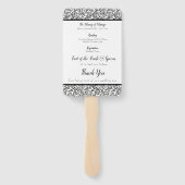 Elegant zwart-wit bloemenbruiloft programma handwaaier (Achterkant)