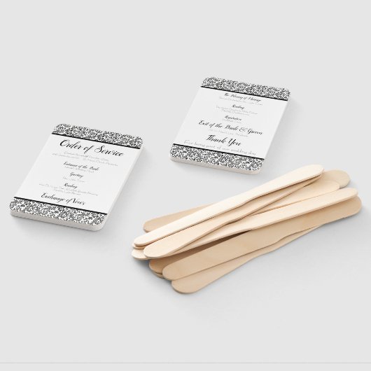 Elegant zwart-wit bloemenbruiloft programma handwaaier (Niet-gemonteerd)