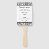 Elegant zwart-wit bloemenbruiloft programma handwaaier (Voorkant)