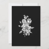 Elegant zwart wit bloemenbruiloft receptie kaart (Achterkant)
