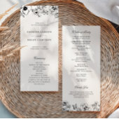 Elegant zwart wit bloemendesign trouwprogramma programmakaart