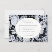Elegant zwart wit bloemenhuwelijk RSVP Kaart (Voorkant)