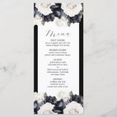 Elegant zwart-wit bloemenhuwelijksmenu menu (Voorkant)