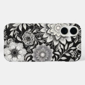 Elegant zwart-wit bloemenkantpatroon Case-Mate iPhone case (Achterkant (horizontaal))