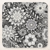 Elegant zwart-wit bloemenkantpatroon