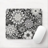 Elegant zwart-wit bloemenkantpatroon muismat (Met muis)