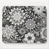 Elegant zwart-wit bloemenkantpatroon muismat (Voorkant)