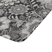 Elegant zwart-wit bloemenkantpatroon snijplank (Hoek)