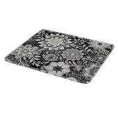 Elegant zwart-wit bloemenkantpatroon snijplank (Hoek)
