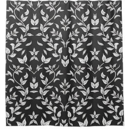Elegant zwart-wit bloemenpatroon douchegordijn