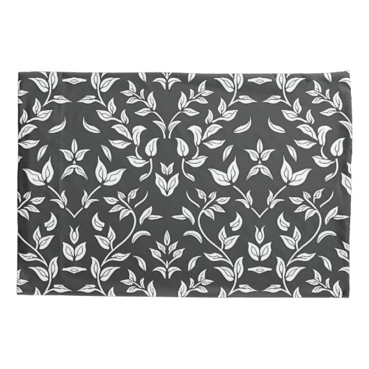 Elegant zwart-wit bloemenpatroon kussensloop (Achterkant)