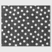 Elegant zwart-wit bloemenrooster cadeaupapier (Vlak)