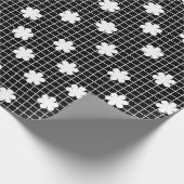 Elegant zwart-wit bloemenrooster cadeaupapier (Hoek)