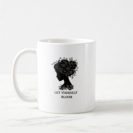 Elegant zwart-wit bloemensilhouet ontwerp  koffiemok