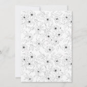 Elegant zwart & wit bloemige monogram bruiloft kaart (Achterkant)